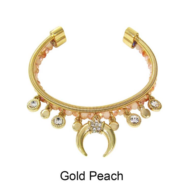 TheTizana - Wholesale Cuff bracelet - Two Line Crystal Stoned Charm Beads Cuff Bracelet4