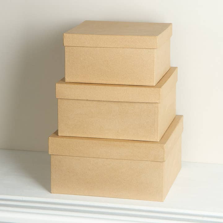 Factory Direct Craft - Wholesale Gift Box - Premade 3-Piece Nested Paper Mache Square Box Set