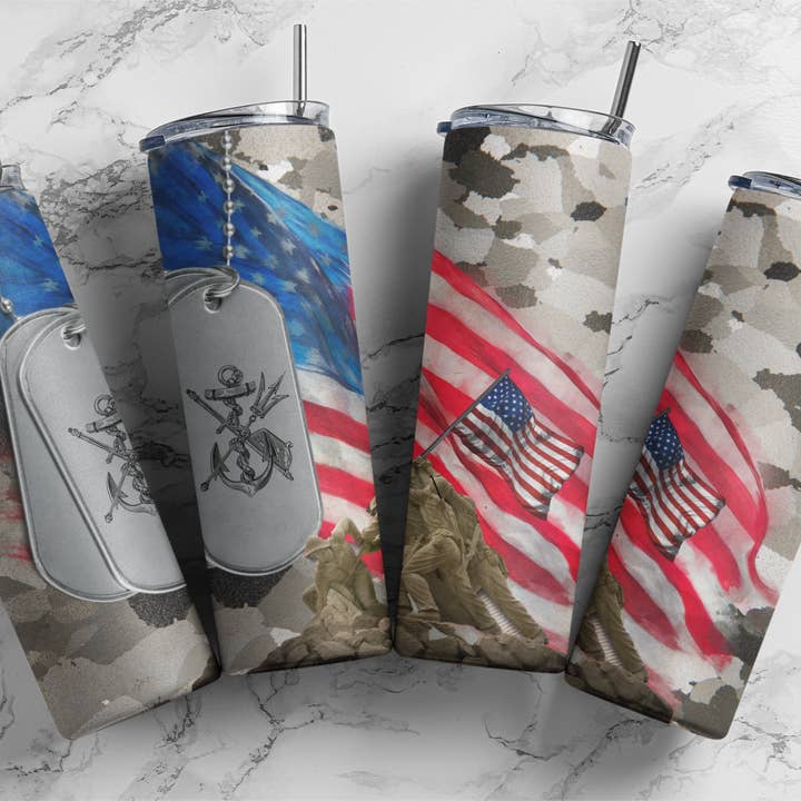 Sublimationsbecher Marine Dog Tags, 20 Unzen für den Großhandel von Twisted T Creations