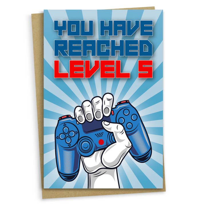 5th Birthday Card, You Have Reached Level 5 Greeting Card for wholesale by Mug Monster