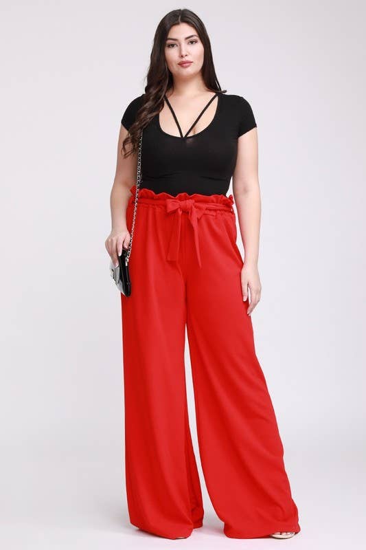 Black Pearl Clothing – wholesale Byxor - Dam – Bred ben elastiskt band med slips midja scuba crepe tyg2