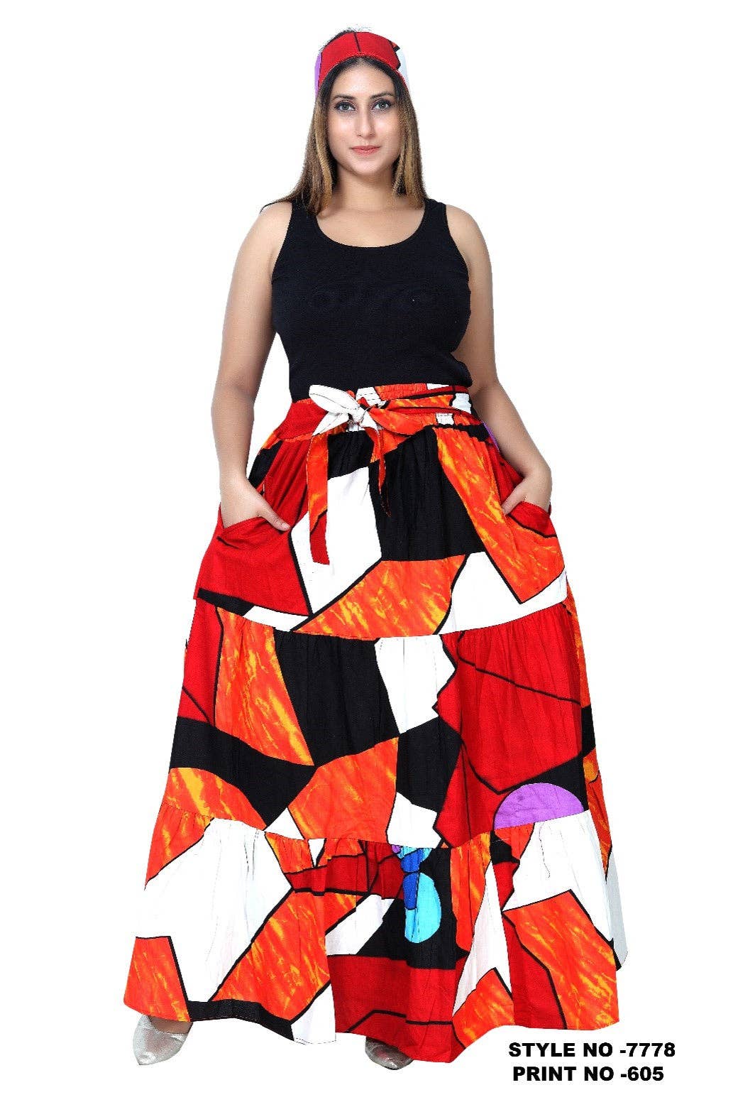 KaraChic - Vendita all'ingrosso Gonna - Donna - Gonna da donna con stampa africana a 3 strati2