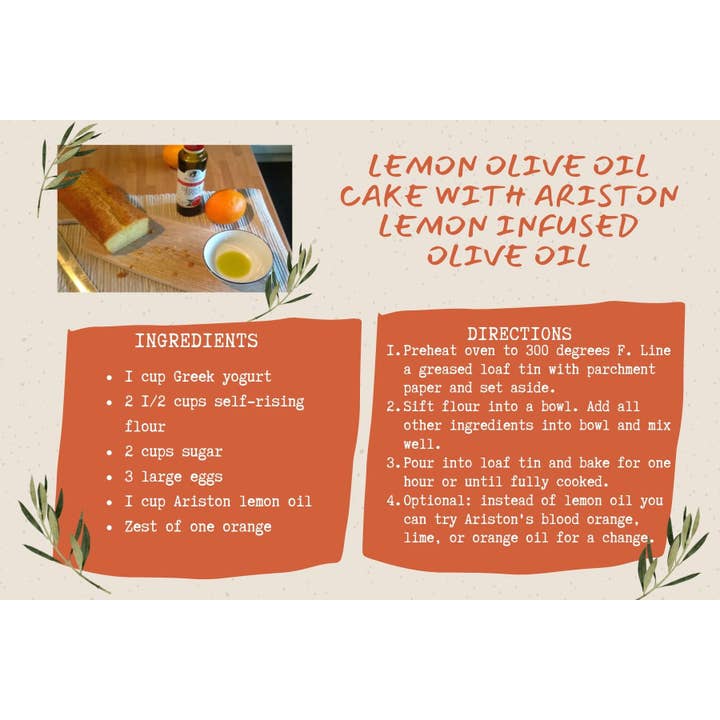 Ariston Specialties - Wholesale Olive Oil - Ariston Lemon Infused Olive Oil 8.45oz4