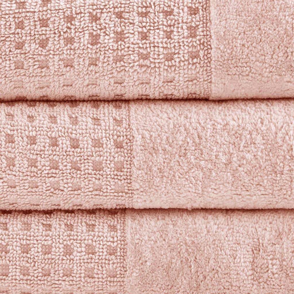 Olliix - Wholesale Towel Set - Spa Waffle 6-Piece Bath Towel Set [Certified], Pink1