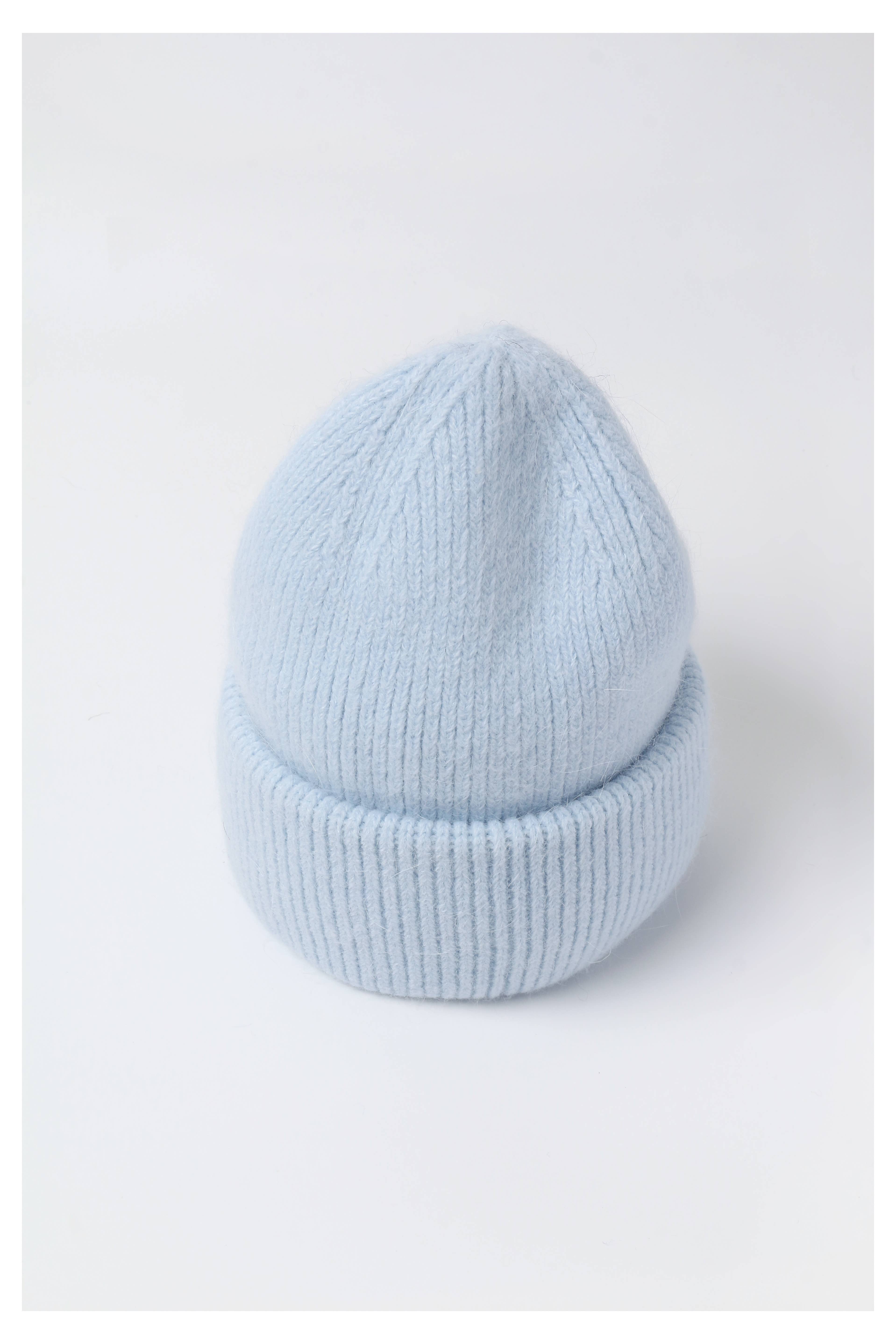 Angora Beanie Hat - Light Blue for wholesale on Faire1