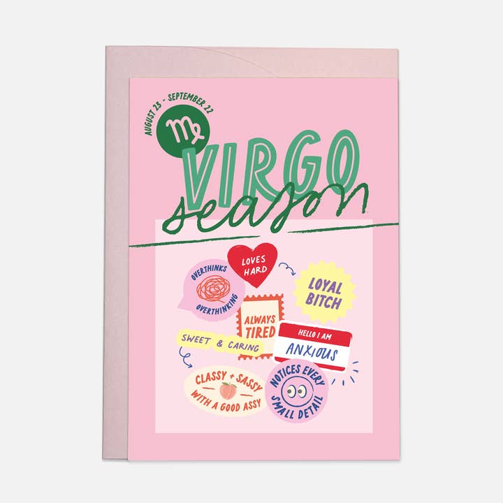 Carte de vœux ZODIAC Virgo pour la vente par Kaart Blanche