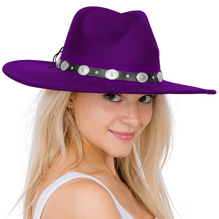Cap Zone – Fedora - Mulher por atacado – Chapéu de Feltro Rancher de Aba Larga com Cinto de Conchas21