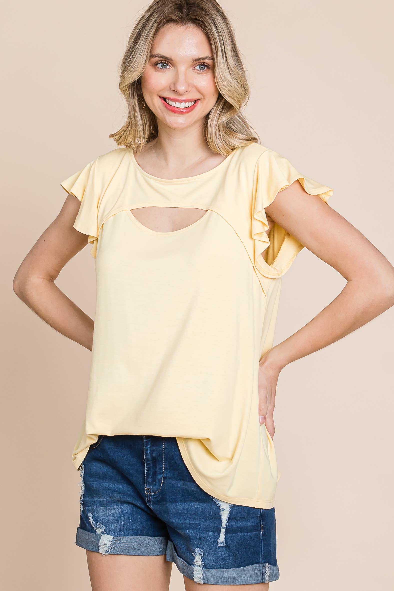 Emerald Collection - Vendita all'ingrosso Tunica - Donna - ETK-8465 Top con maniche a campana in jersey tinta unita8