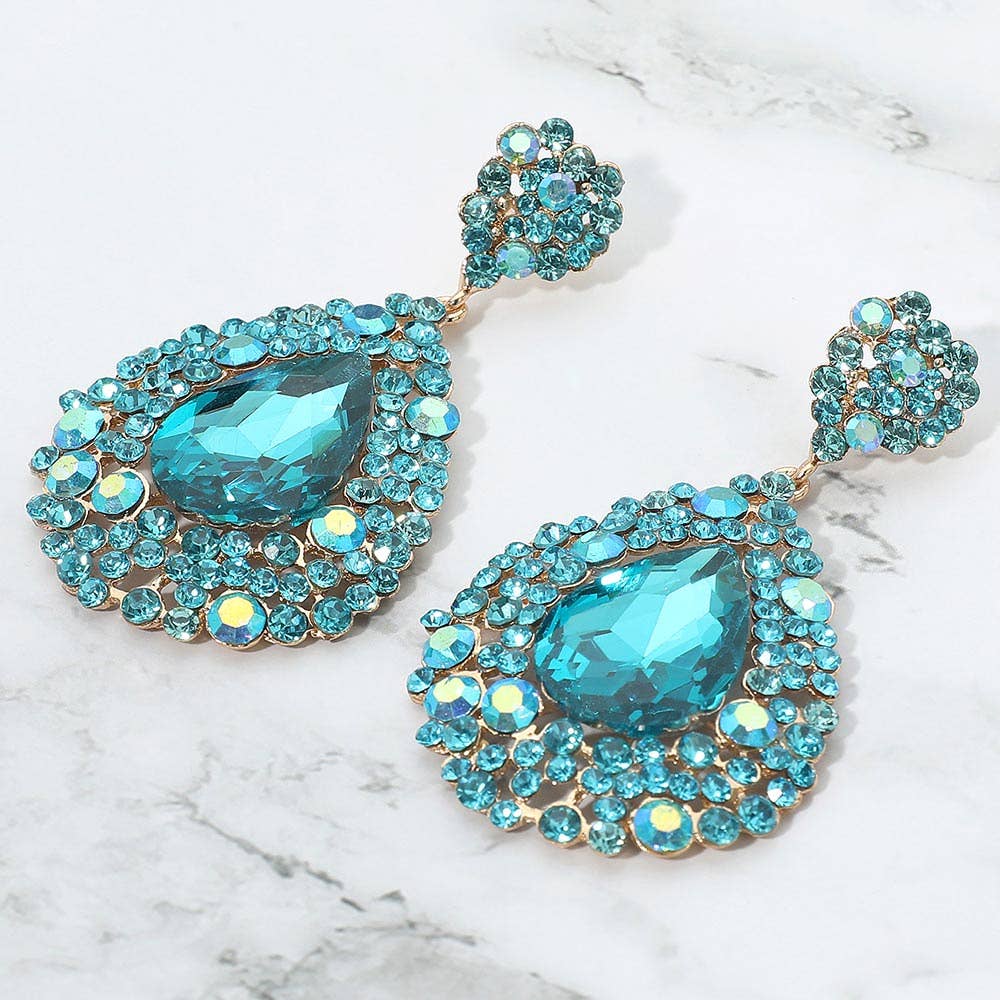 Sensibling Corp. - Wholesale Dangle Earrings - Teardrop Rhinestone Embellished Dangle Evening Earrings4