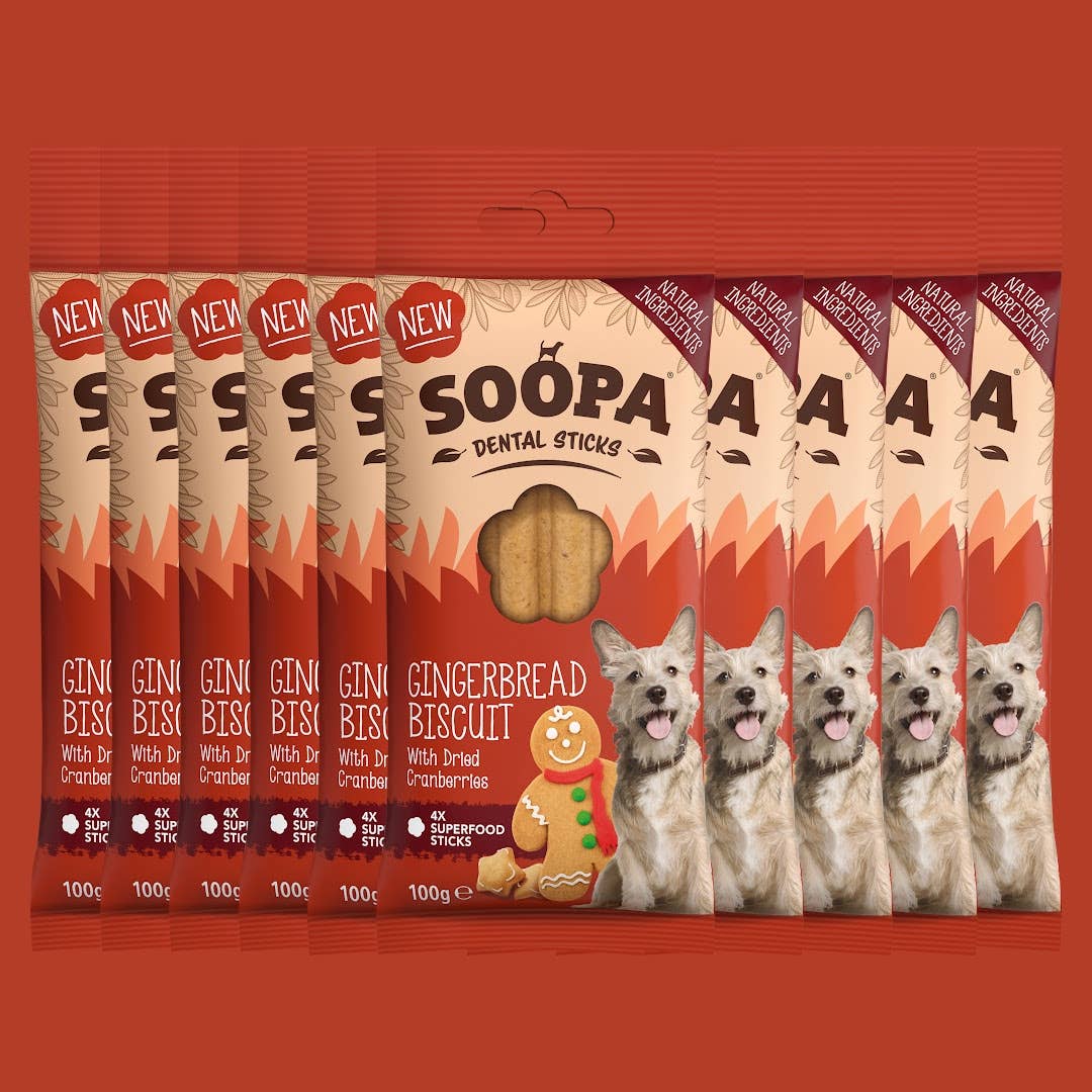 Soopa UK – wholesale Pet treats – Dog – Gingerbread Biscuit Dog Dental Sticks2
