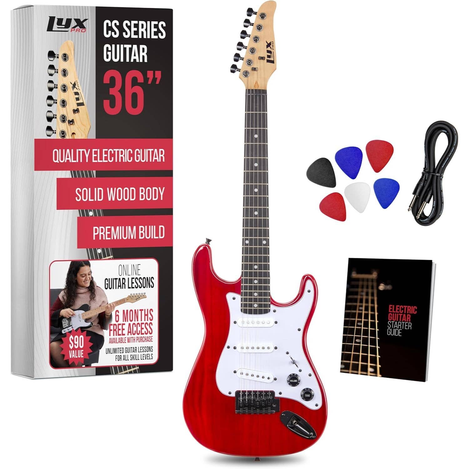 LyxPro – wholesale Musical instrument – CS 36” Beginner Electric Guitar Kit with Amp, Cable & More!3