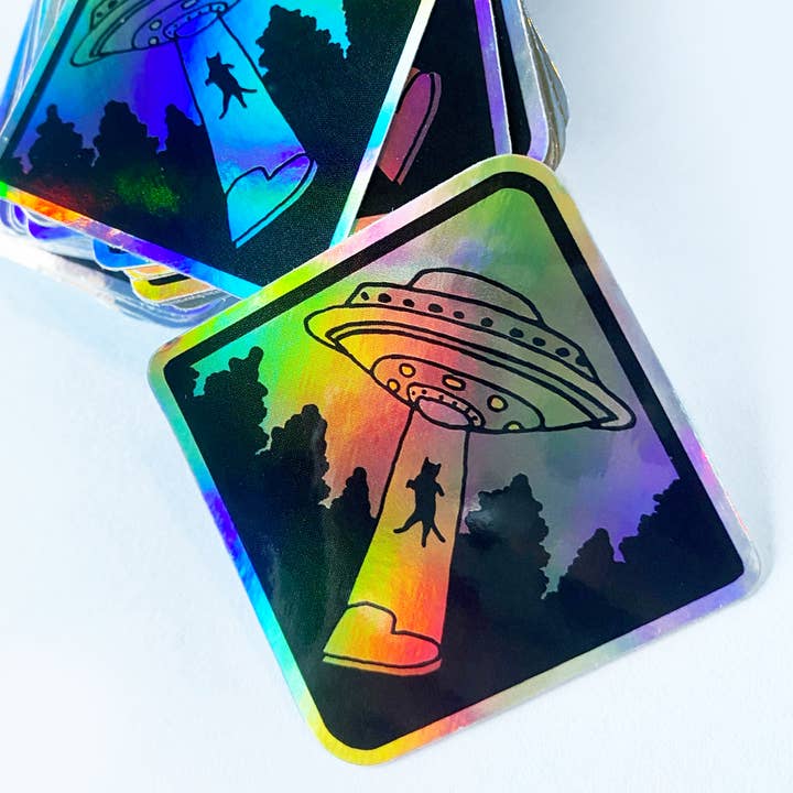 Holographischer UFO-Katzen-Aufkleber für den Großhandel von Espi Lane