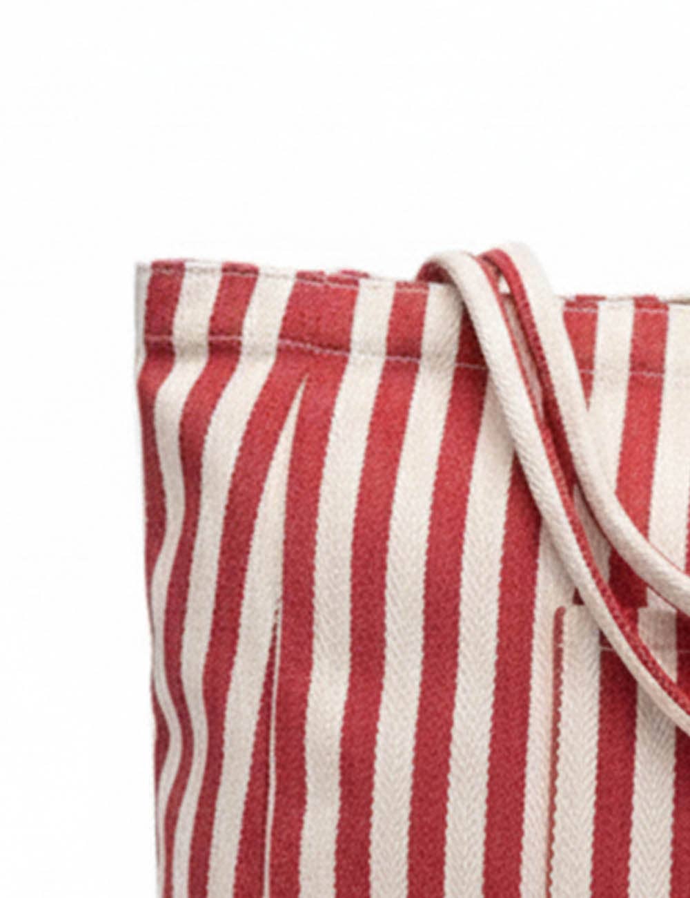 Sweetkama - Wholesale Tote Bag - Women's - Ladies Striped Double Pocket Large Capacity Canvas Tote Bag1