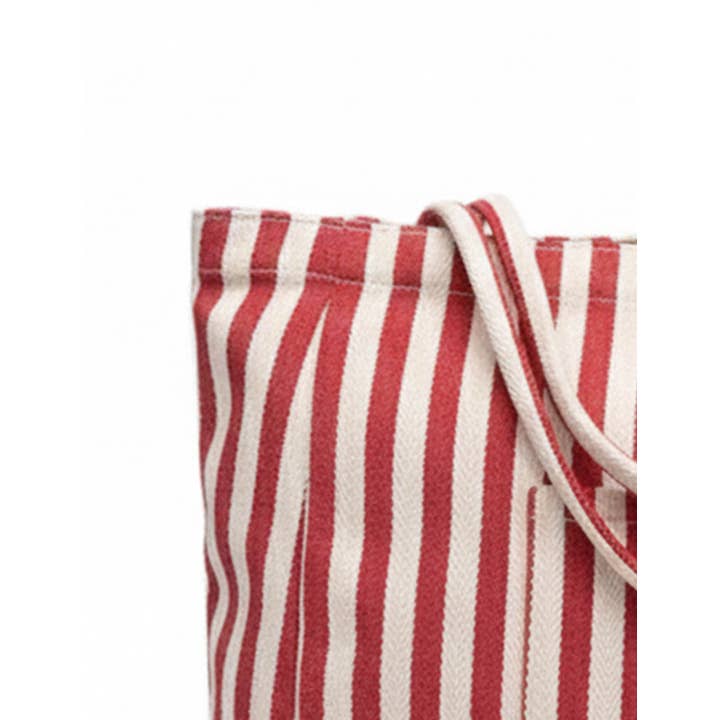 Sweetkama - Wholesale Tote Bag - Women's - Ladies Striped Double Pocket Large Capacity Canvas Tote Bag1