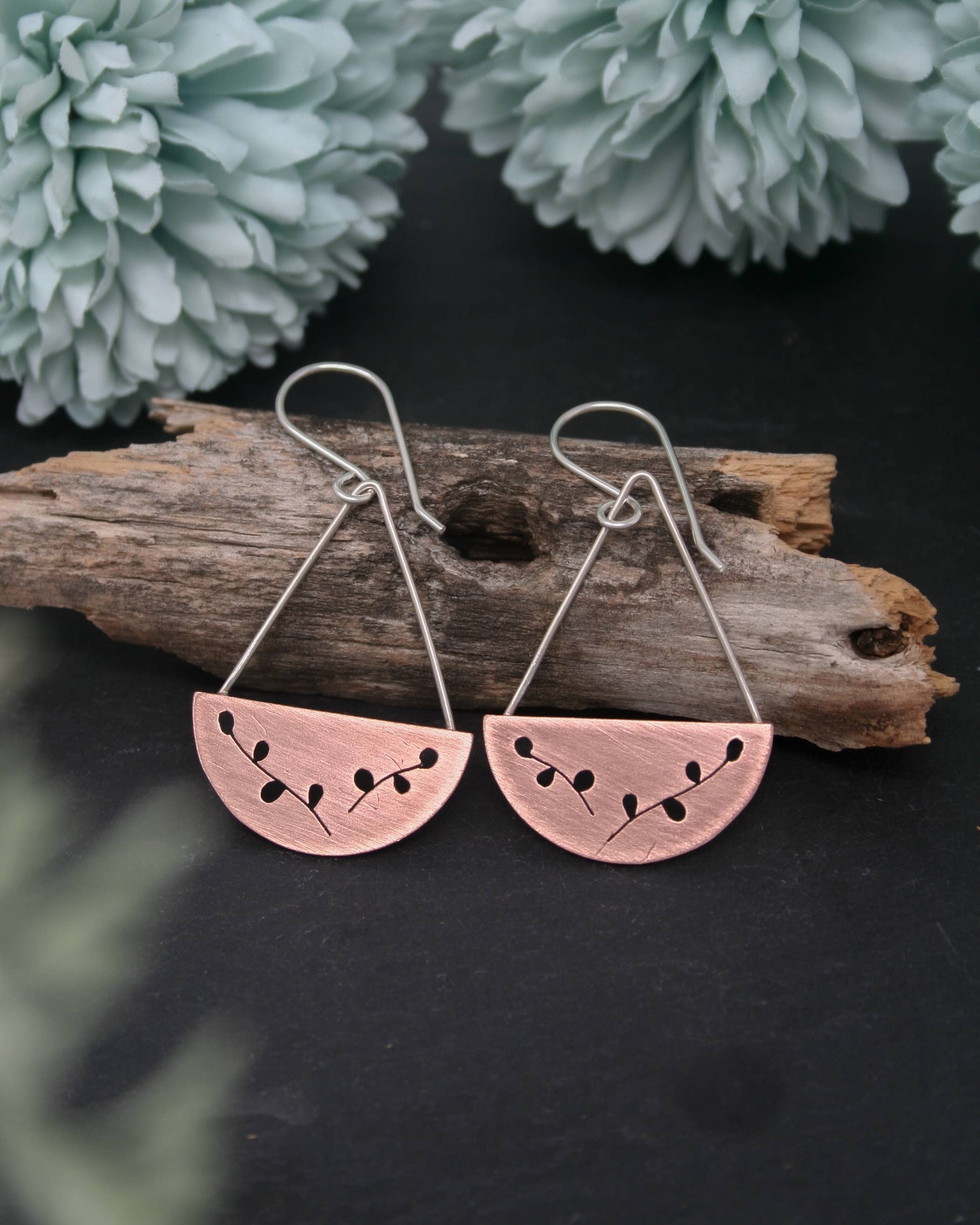 Rising Jewelry – Brincos de argola por atacado – Brincos Botânicos, Fetos Tomilho Ginkgo Rebento Flor Ramo7