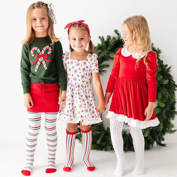 Little Stocking Co. - Wholesale Tights - Kids - Christmas Stripe Ribbed Tights