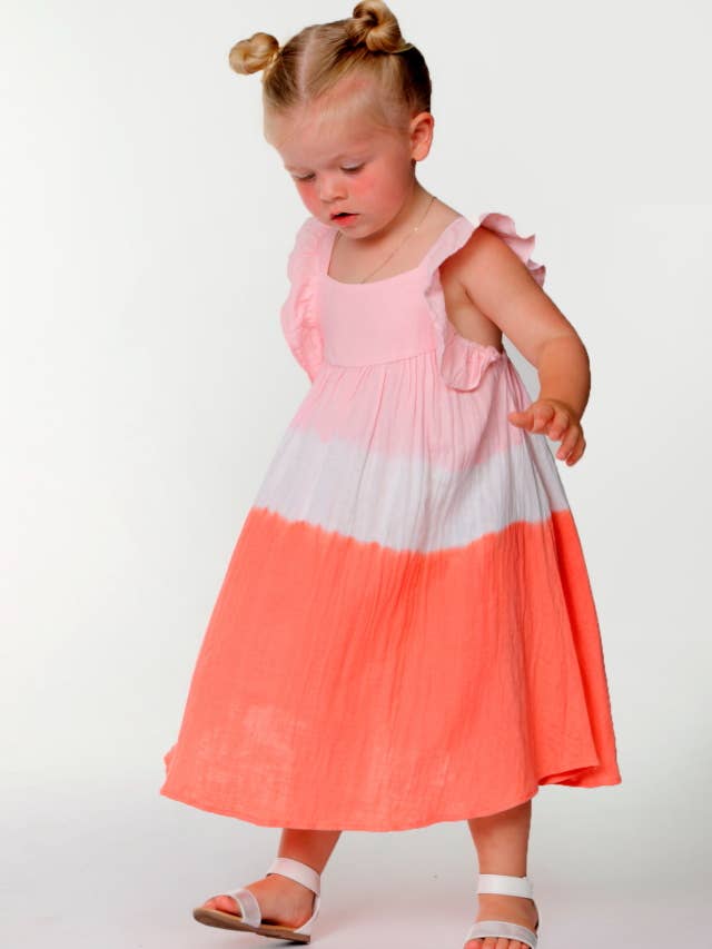 542DDP FLUTTER SLEEVE DIP DYE DRESS for wholesale by Mack & Co