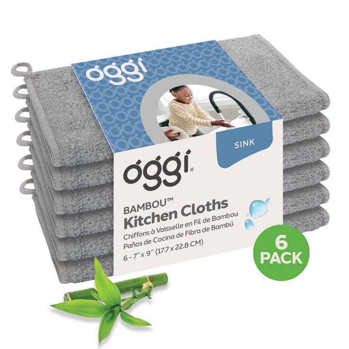 Set of 6 Bambou Kitchen Cloths Solid - Gray for wholesale on Faire