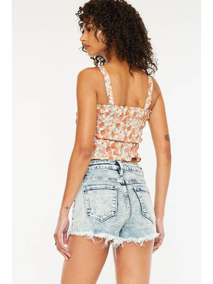 LIGHT OPEN PACK HIGH RISE FRAY HEM DENIM SHORTS-KC6321L-N for wholesale on Faire2