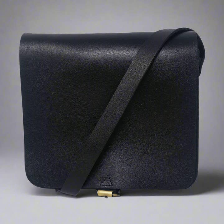 Small Leather Crossbody Satchel – Jessie Unisex Bag in black for wholesale by Artisan Stories