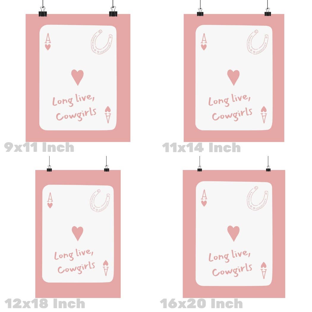 Honey Coast Print Co. - Wholesale Art Print - Long Live Cowgirl Pink Playing Card Wall Art Prints2