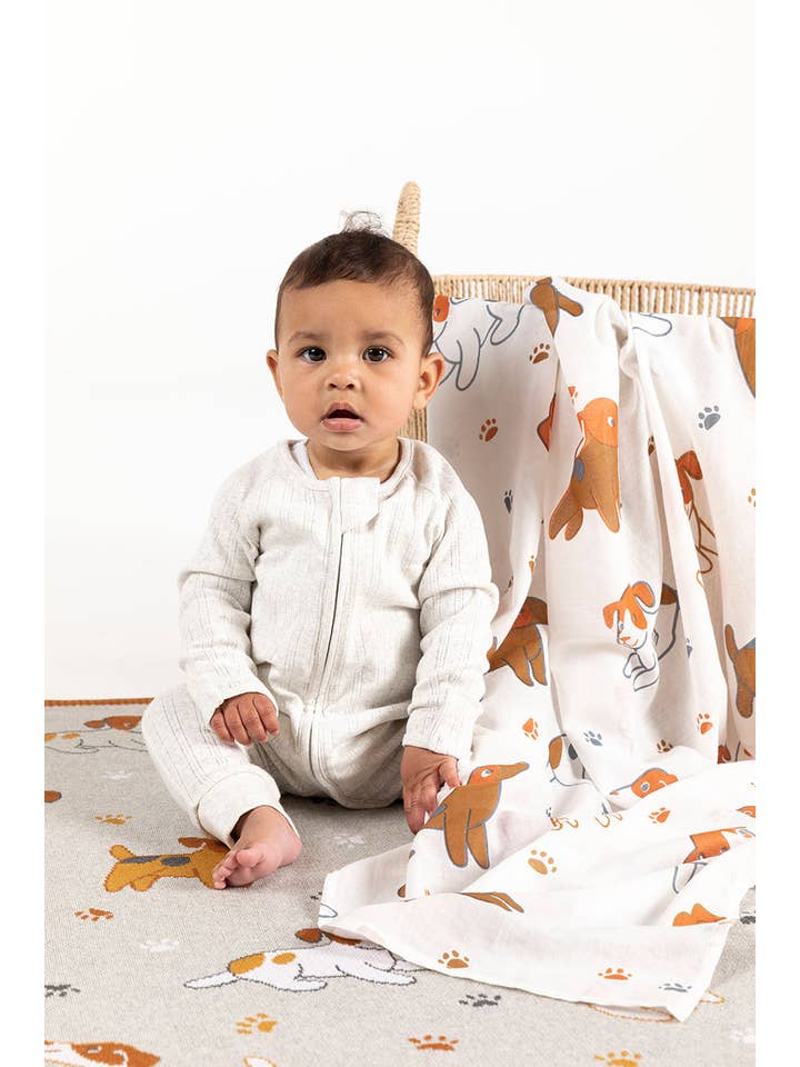 Indus Design - Wholesale Swaddle – Baby - Playful Puppies Swaddle1