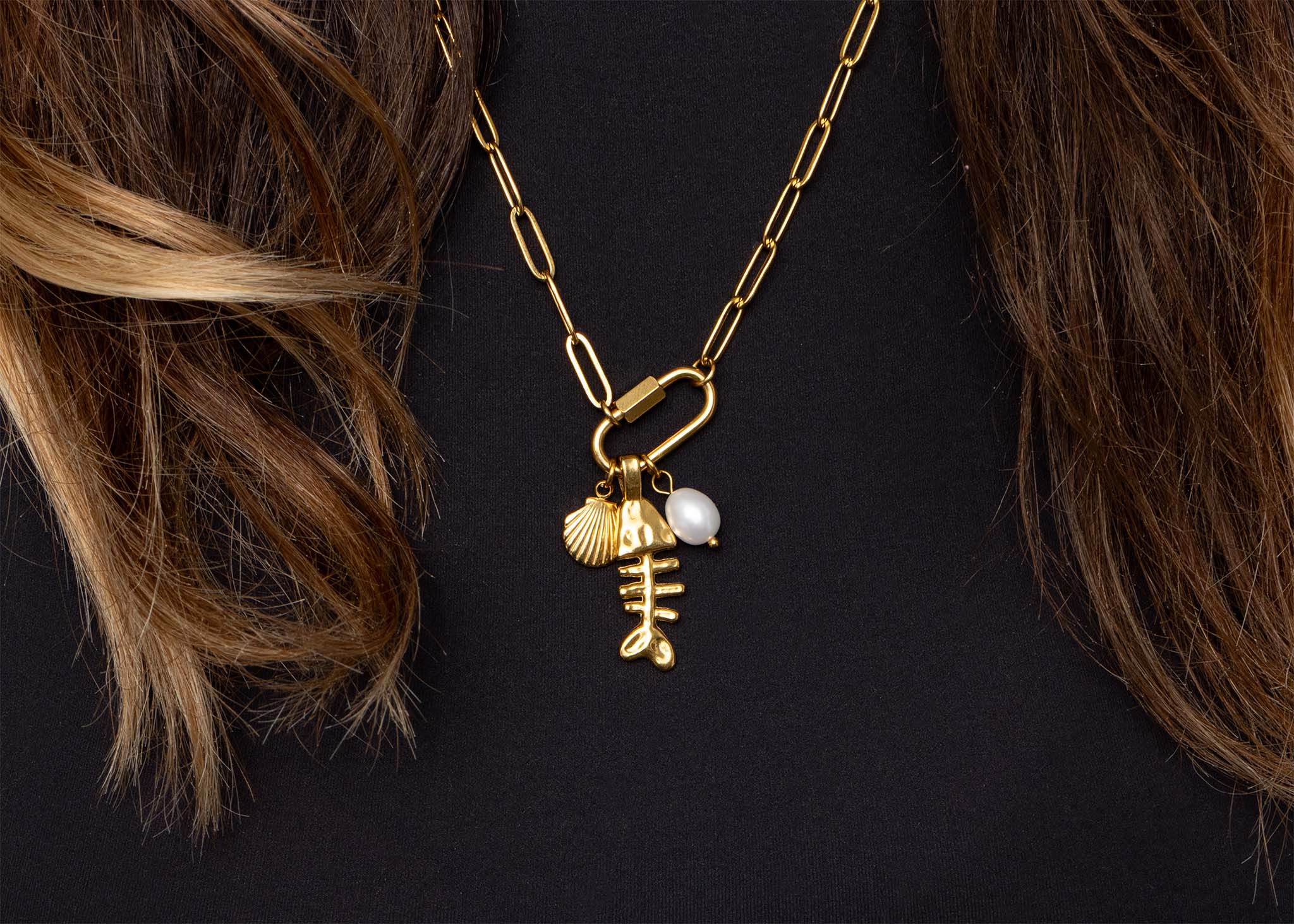 WJW – wholesale Kedjehalsband – 18K guld PVD-pålägg pappersklämma med karbinhake halsband13