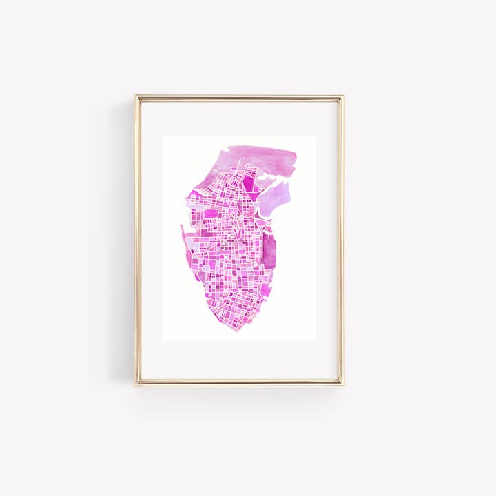 Charleston Watercolor Map Print for wholesale by Made By Marissa Art