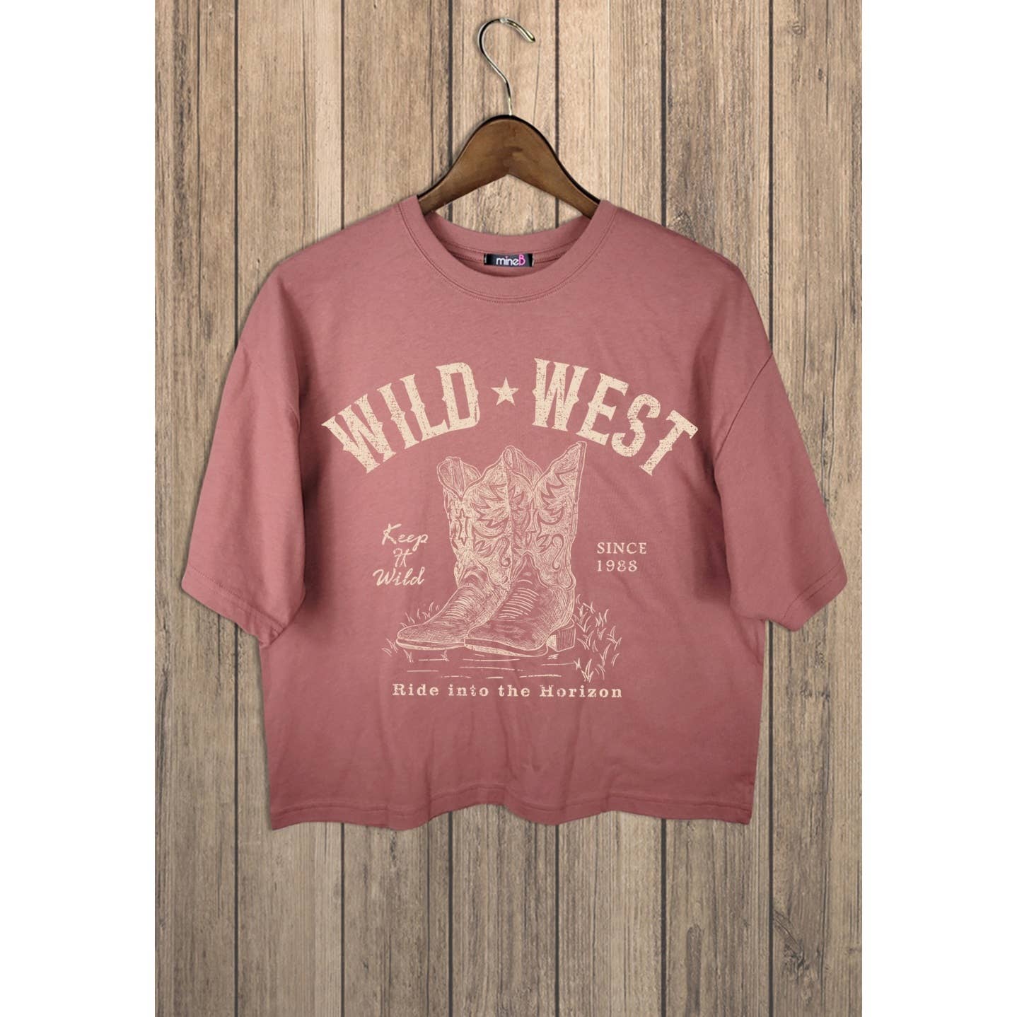 MINEB - Wholesale Screen Printed T-Shirt - Women's - WILD WEST CROP TEE4