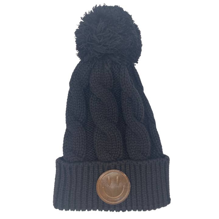 Rep Capz - Wholesale Beanie - Women's - Smiley Face Chunk Knit Beanie3