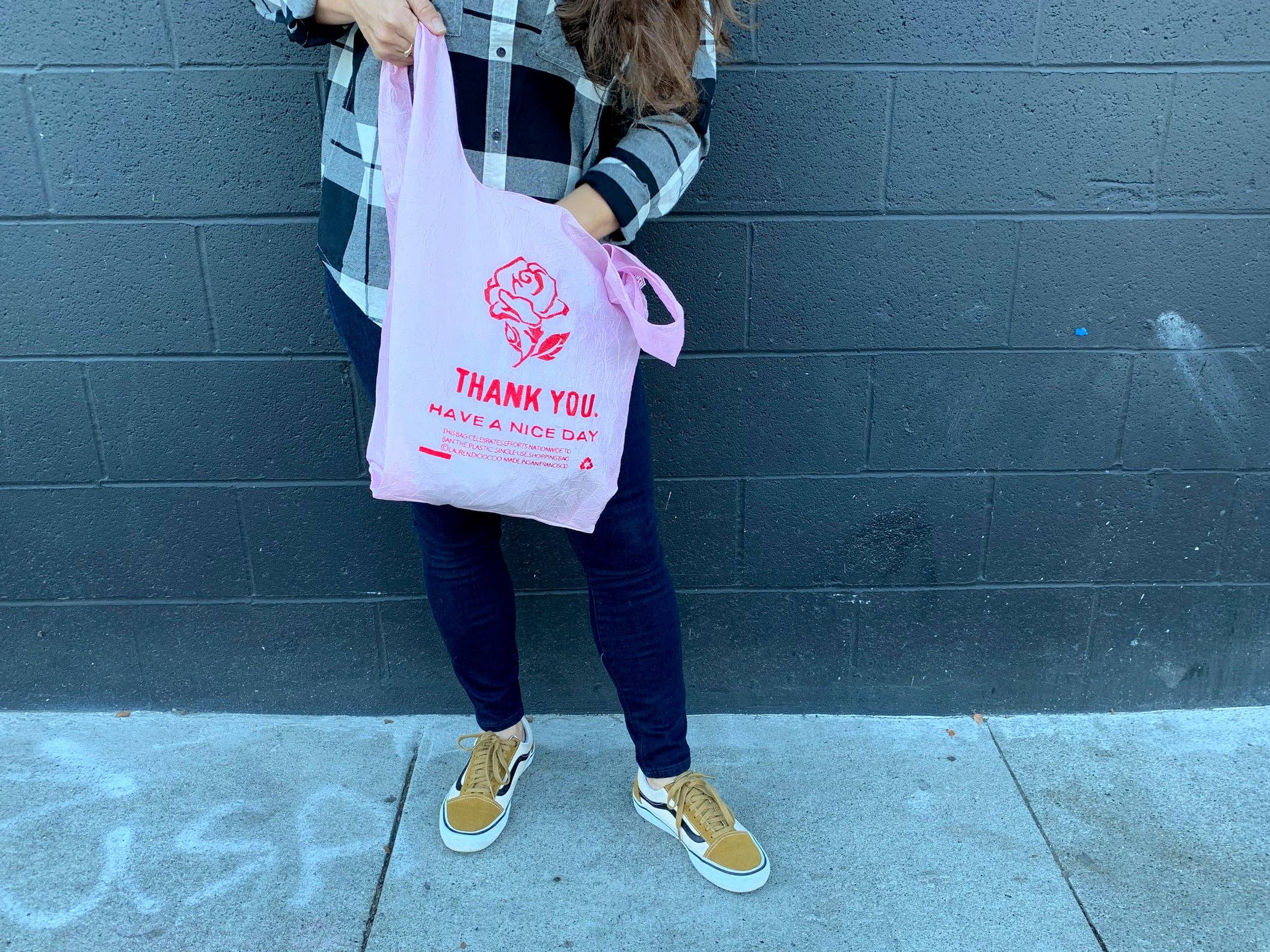 OPEN EDITIONS - Wholesale Grocery/Shopping Bag - Thank You Tote // Rose on Pink // Lauren DiCioccio6