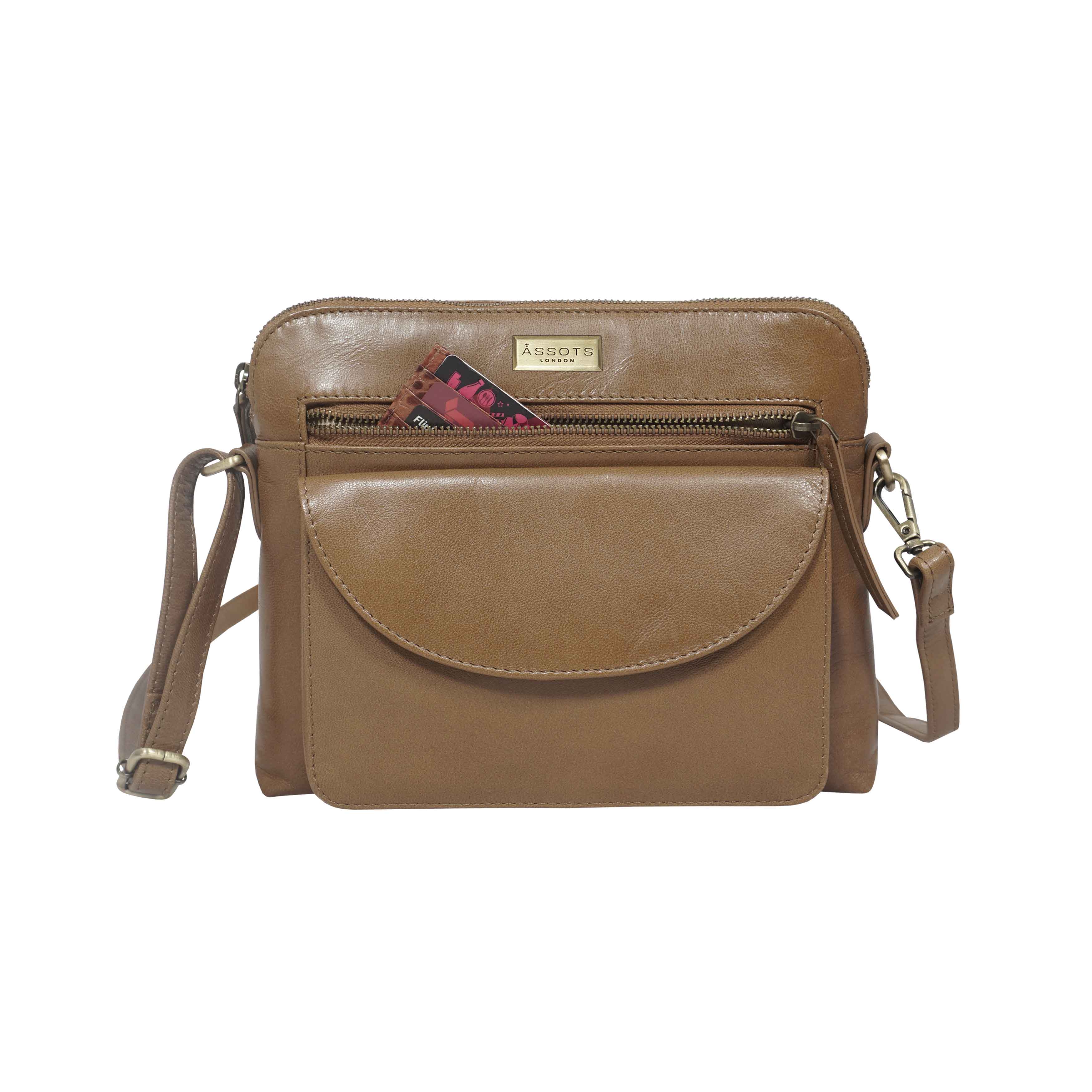 Assots London - Wholesale Crossbody Bag - Women's - 'JEAN' Tan Vegetable Tanned Real Leather Crossbody Bag5