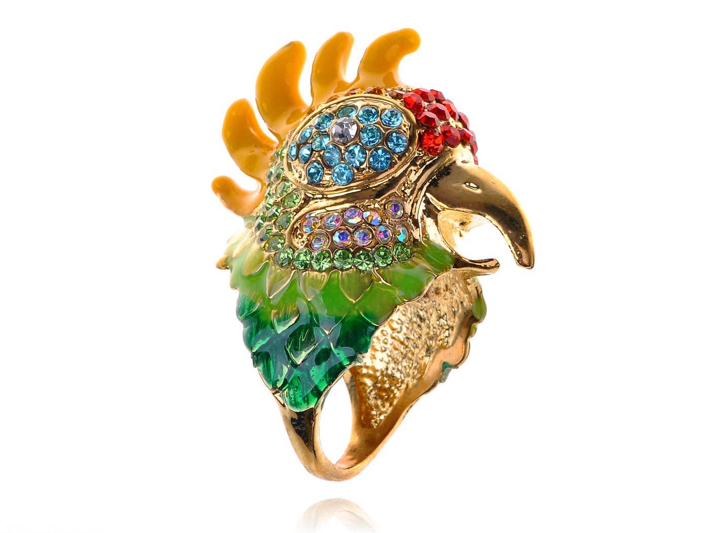 AK Brand – wholesale Cocktail/statement ring – Women Luxury Colorful Bird Crystal Rhinestone Ring0
