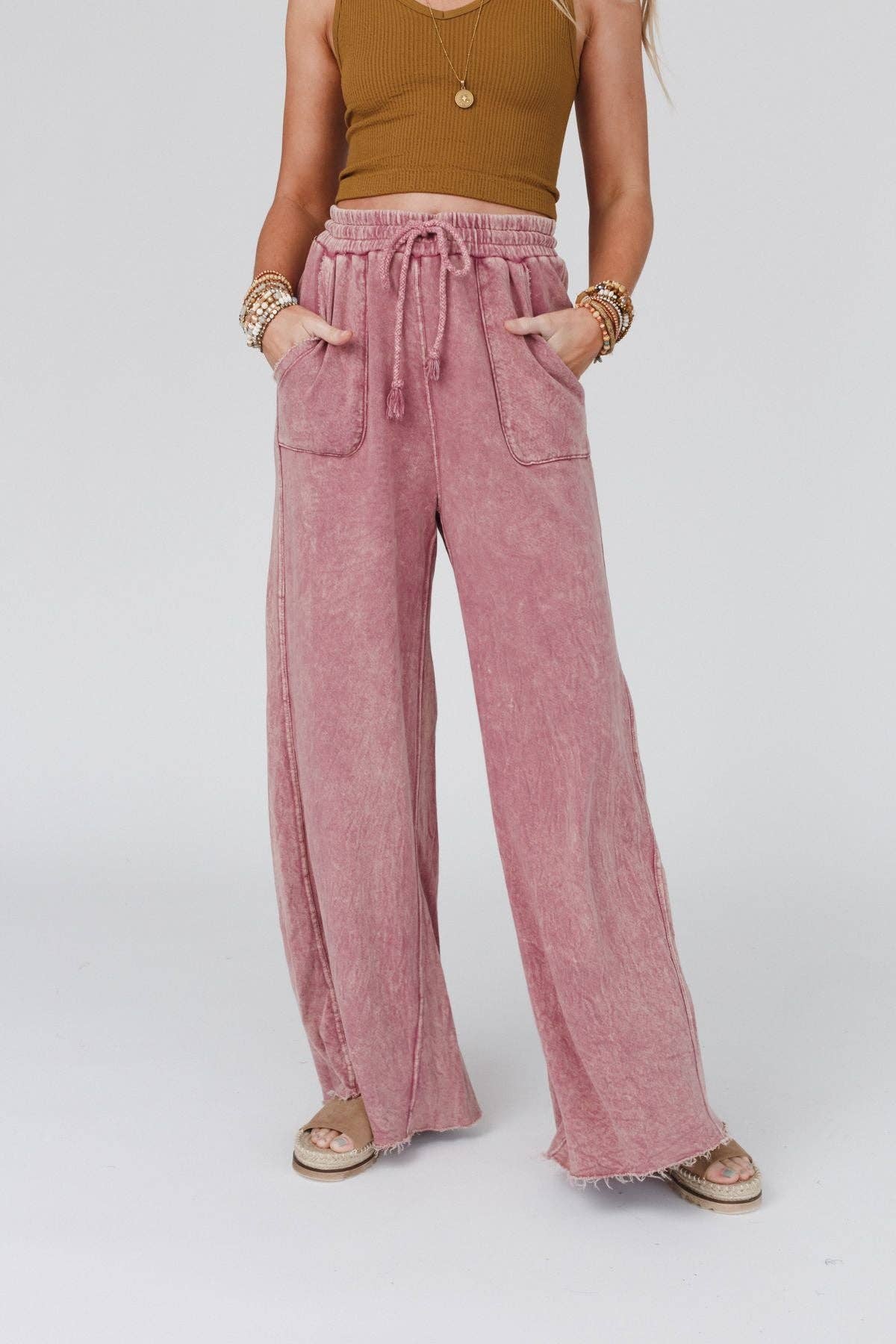 Three Bird Nest - Vente Pantalon – femme - Pantalon à jambes larges Relaxing Robin - New Mauve10