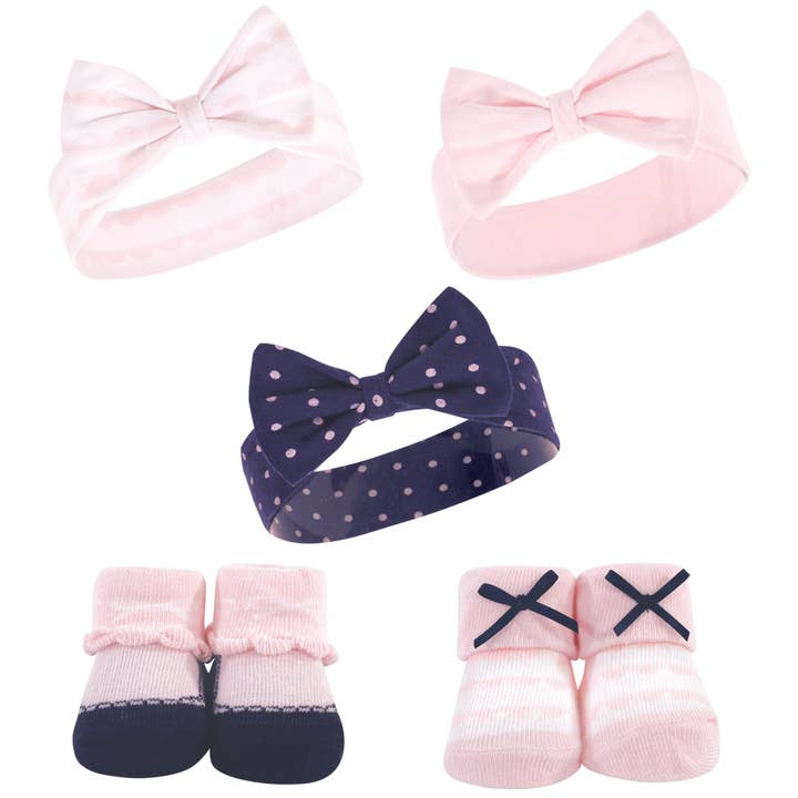 Ensemble bandeau et chaussettes Hudson Baby, pois roses pour la vente par BabyVision