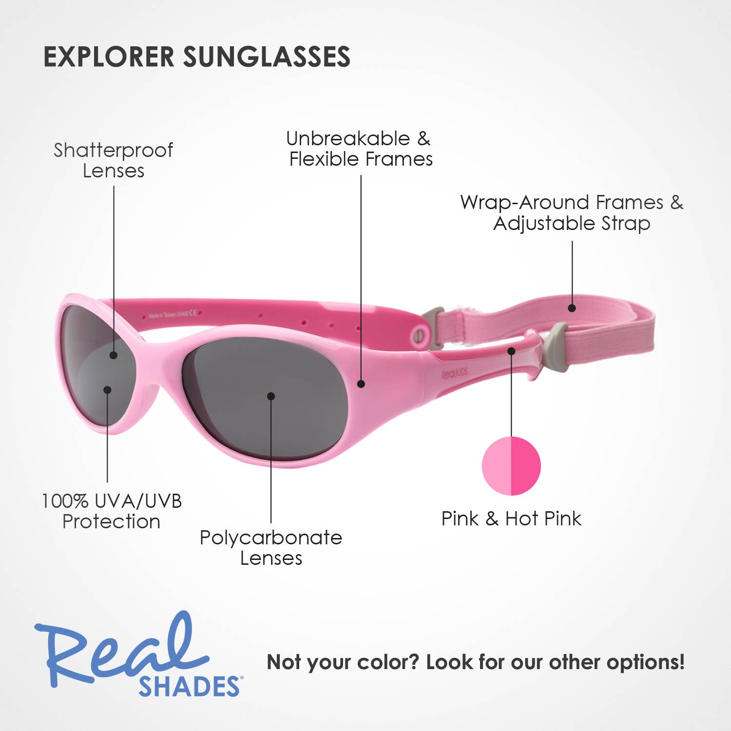 Real Shades - Wholesale Sunglasses - Kids - Explorer Flexible Frame Sunglasses for Toddlers 2+8