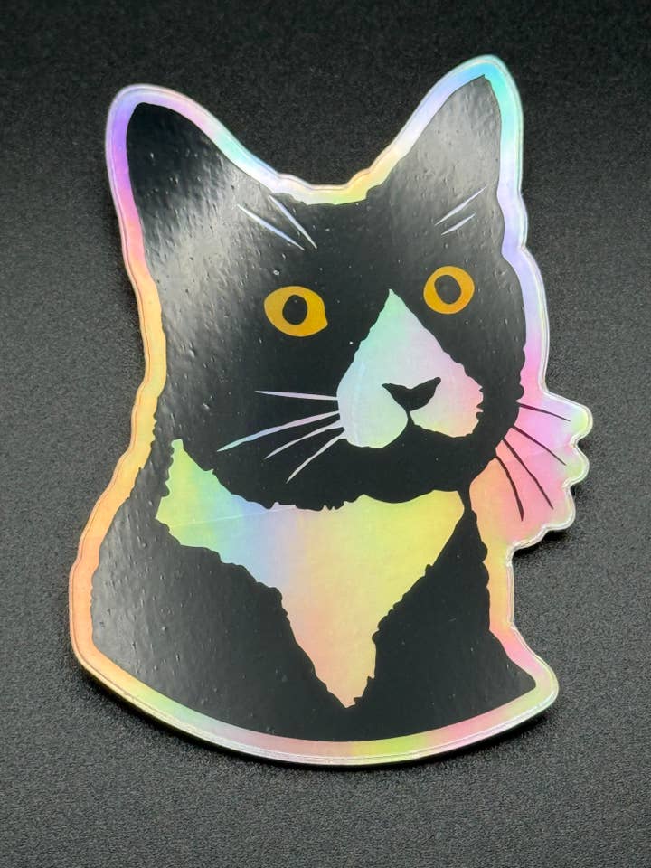 Adesivo Holográfico Daft Cat 3" com corte em matriz por atacado de Mobius Theory