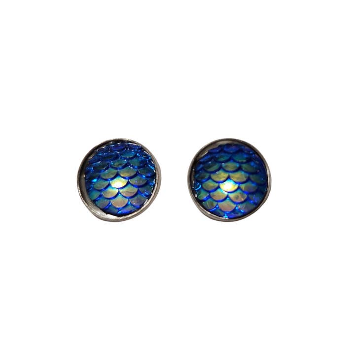 Mermaid scale/dragon scale earrings for wholesale by Blue Bourbon Designs