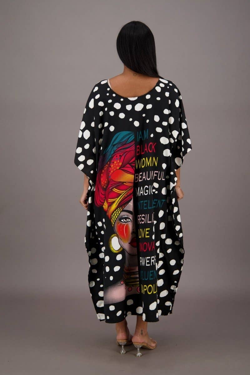 Single Color Polka Dot Empowerment Print Kaftan KAF-42204 for wholesale on Faire2
