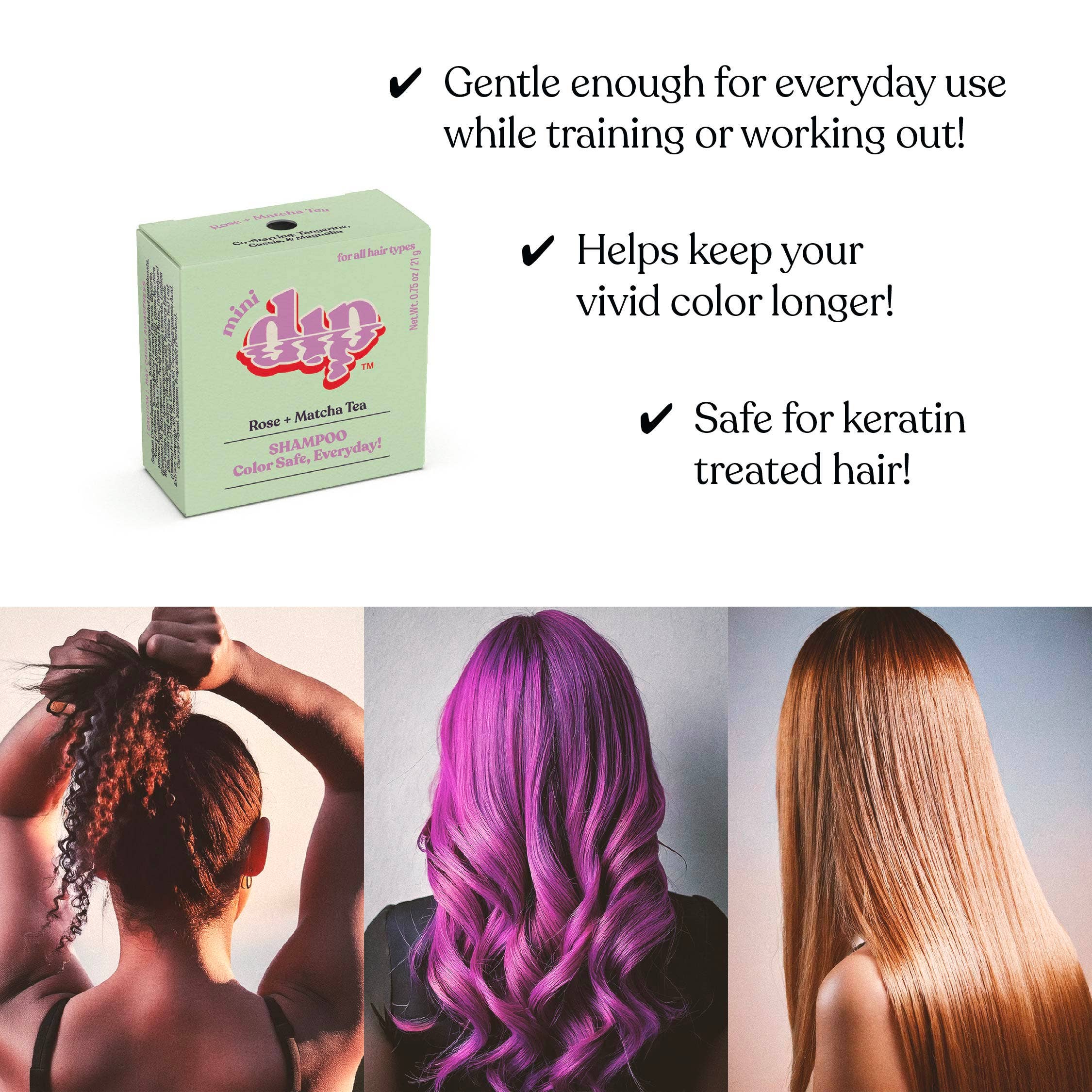 Dip - Wholesale Shampoo Puck/Solid Shampoo - Mini Dip Shampoo Bar: Color Safe, Everyday - Rose & Matcha Tea3