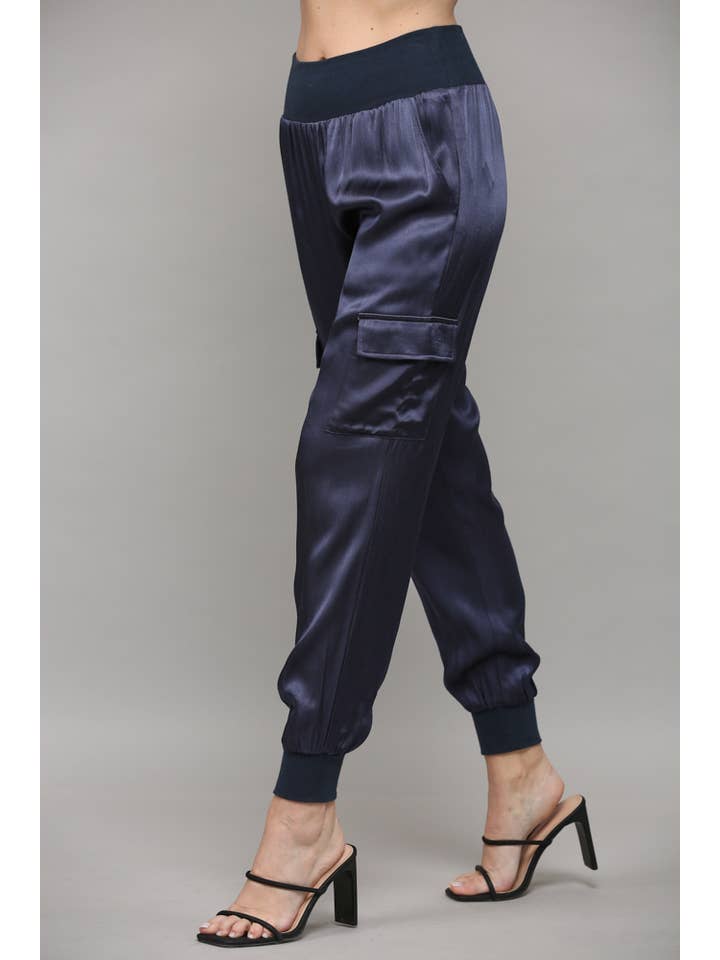 FATE - Vente Pantalon – femme - Pantalon jogger cargo en satin FP31764