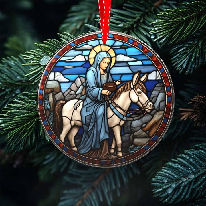 Peeping Tom's Cottage - Wholesale Ornament Set - Heavenly Glow - Set of 7 Stained Glass Nativity Scene Ornaments for Christmas Tree Decor5