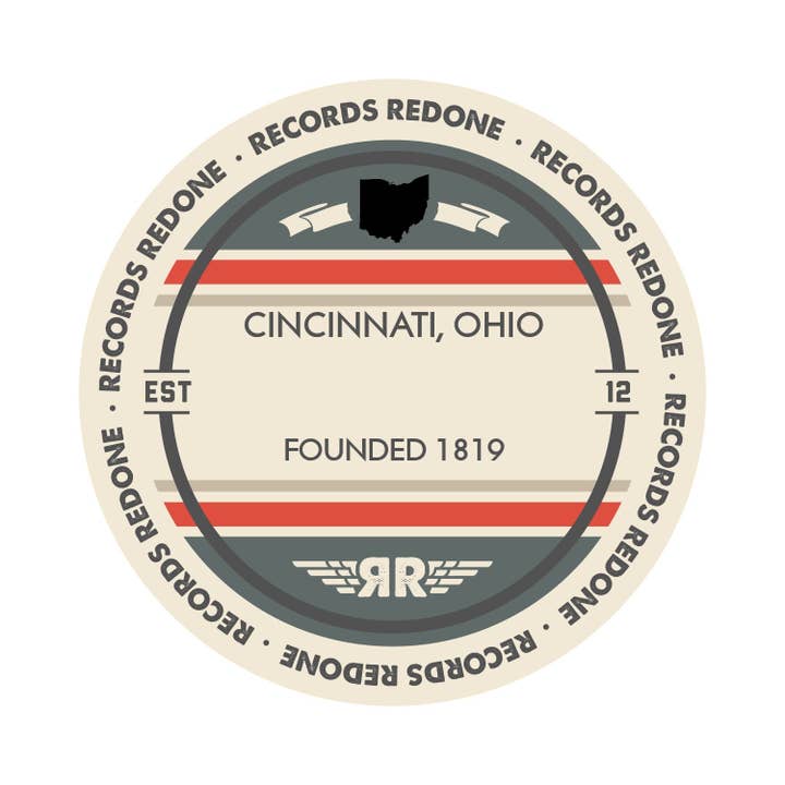 Records Redone - Wholesale Wall Accent - Cincinnati Skyline Records Redone Label Vinyl Record Art