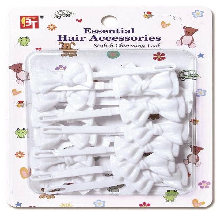 KT Supply - Wholesale Retailer Display - Jewelry - Barrettes Farfalle Bow White