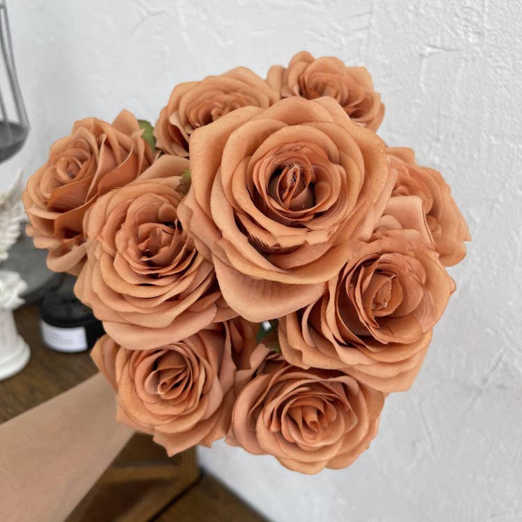 Sweet Home Deco – wholesale Konstgjorda blommor – 16"T sidenrosblommbunke, 9 huvuden, flerfärgade8