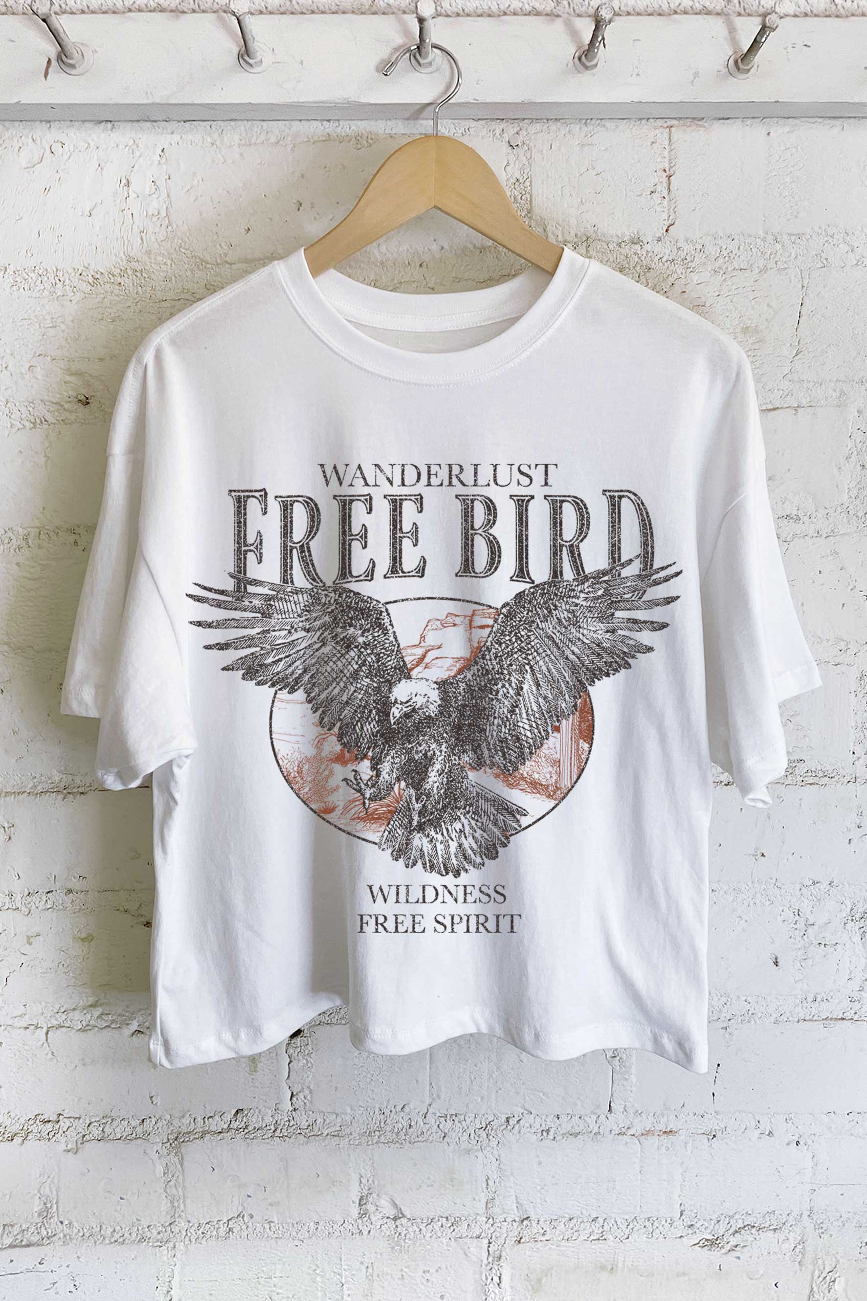 Rustee Clothing - Vente T-shirt sérigraphié – femme - HAUT COURT À IMPRIMÉ OISEAU AIGLE GRATUIT7