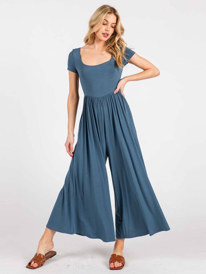 Double Layer Wide Leg Jumpsuit - JU60338 for wholesale by Final Touch