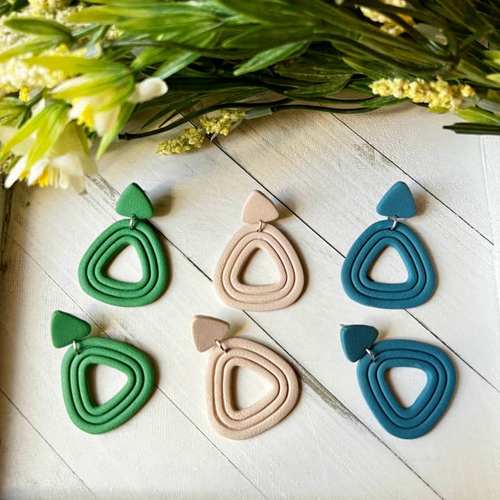 Minimalist Textured Embossed Polymer Clay Earrings for wholesale by Adriana Maria Designs