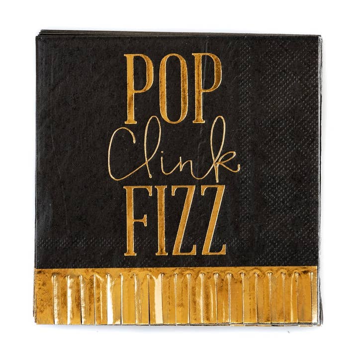 My Mind’s Eye – wholesale Disposable napkin – NYE839 - Pop Clink Fizz Fringed Cocktail Napkins0