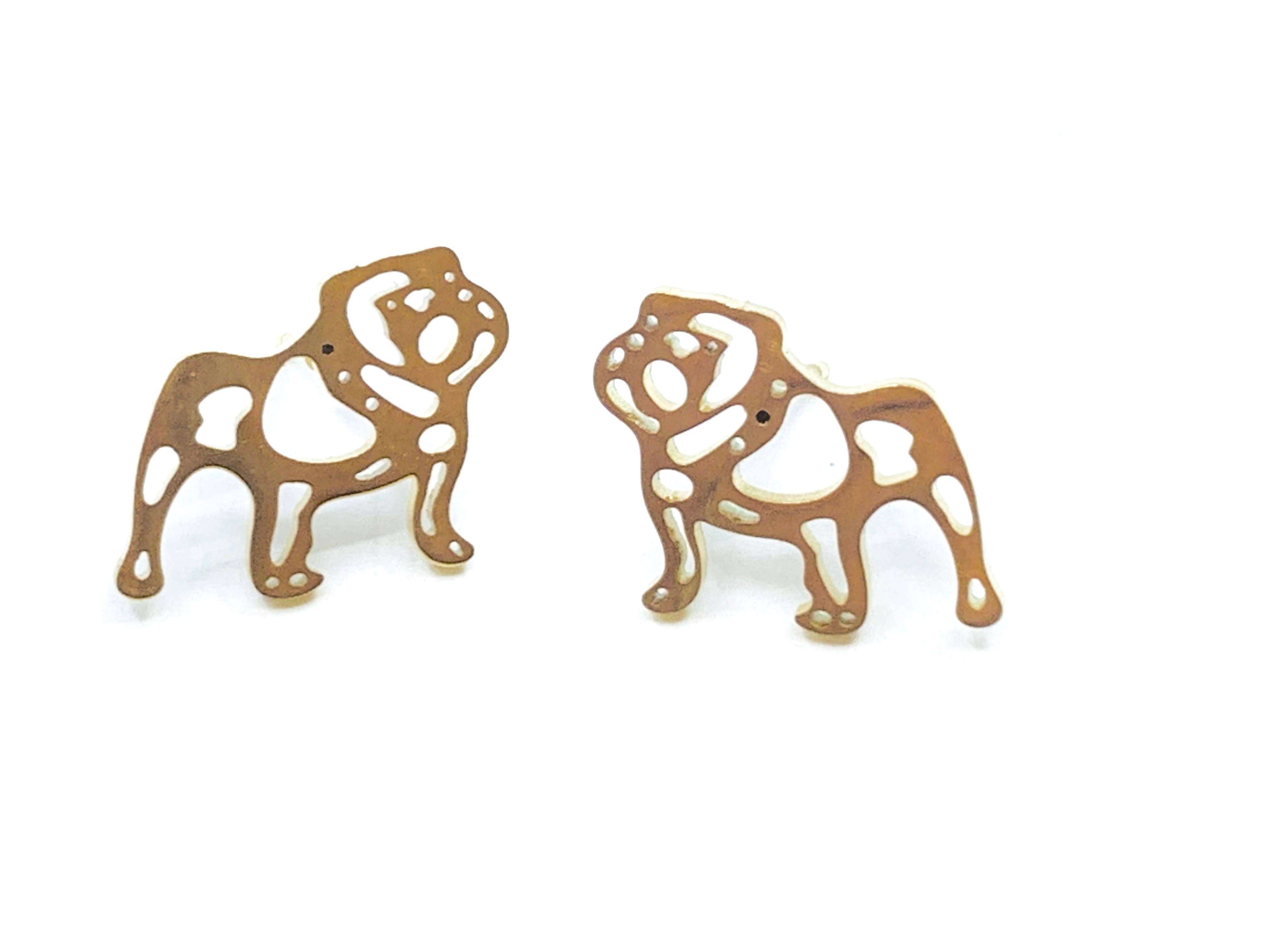 Steele Sloan Designs - Wholesale Stud/Post Earrings - Adorable Bulldog Earrings- Gold Stainless Steel Bulldogs3